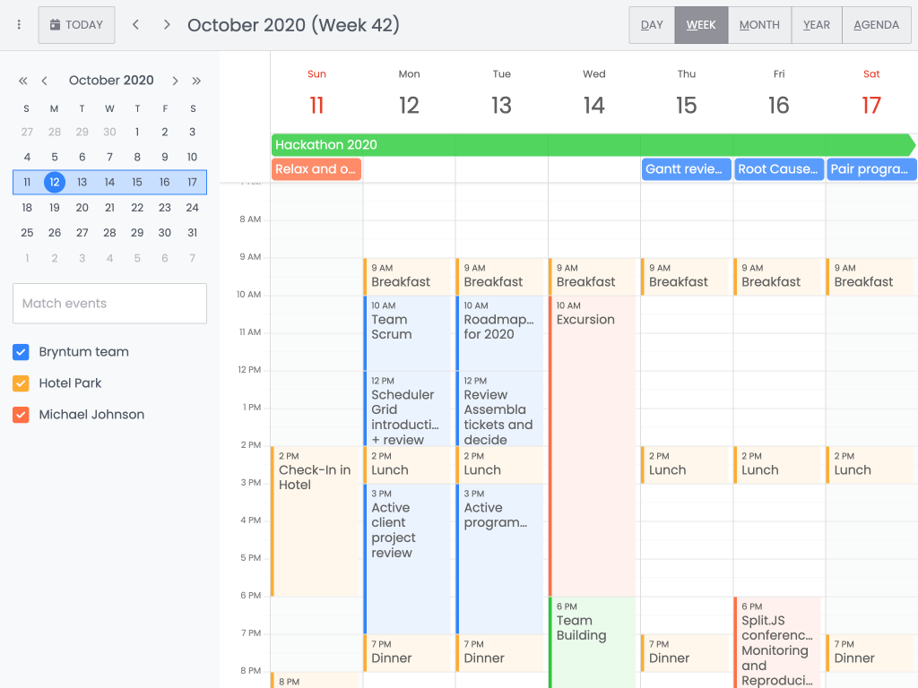 Basic demo - This example shows basic Calendar setup.