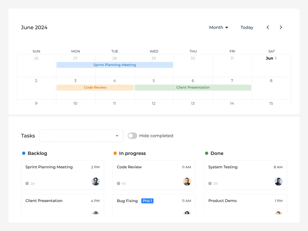 Calendar + Taskboard integration