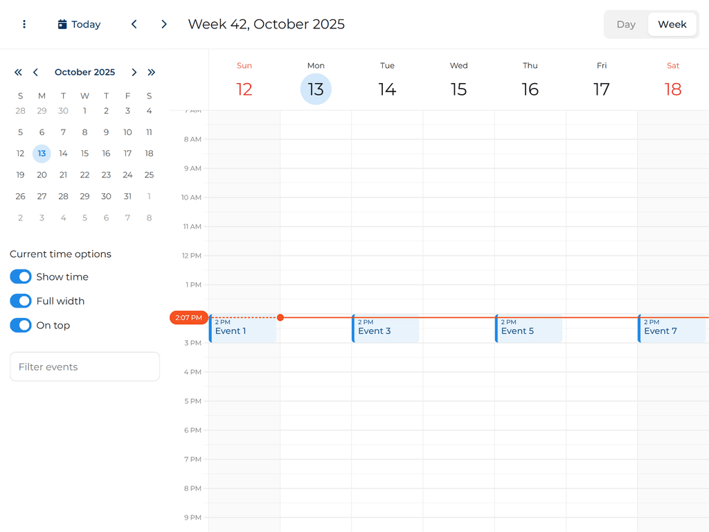 Show the current time line in different ways