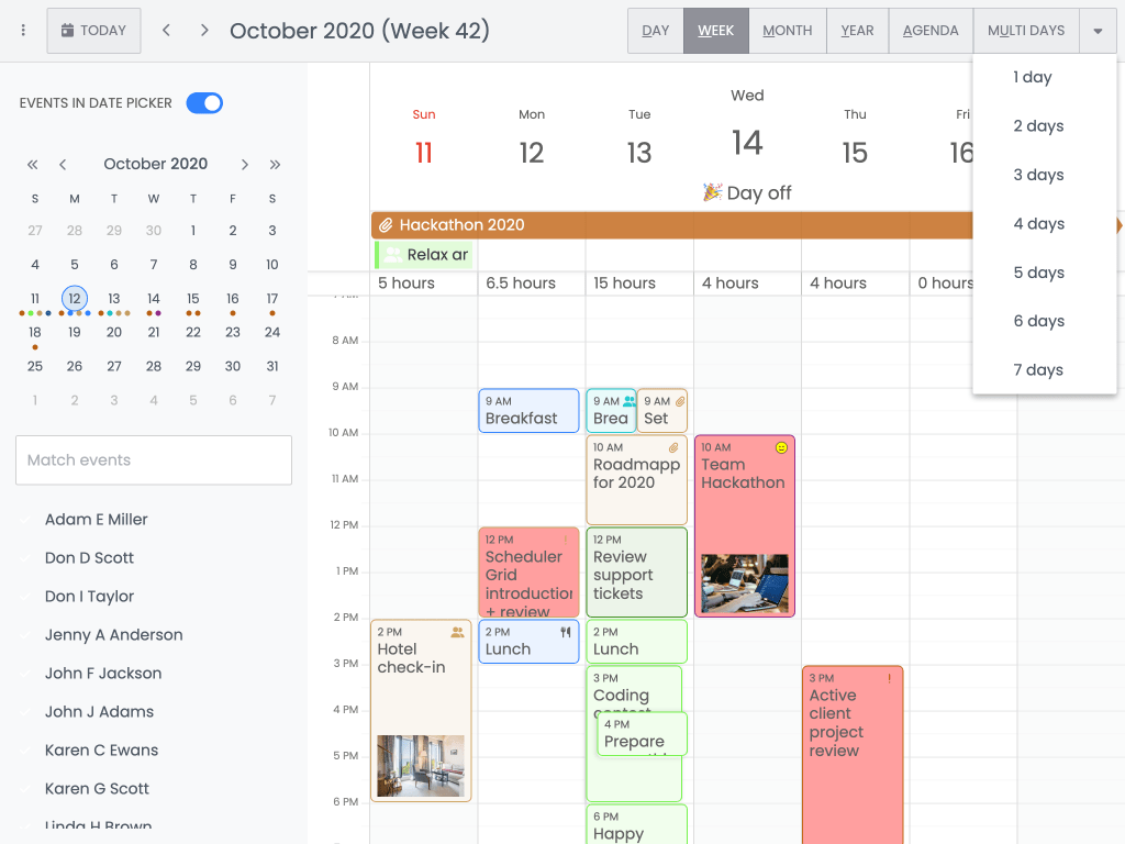 Custom rendering - This example shows how to customize the markup used for events in the Calendar.