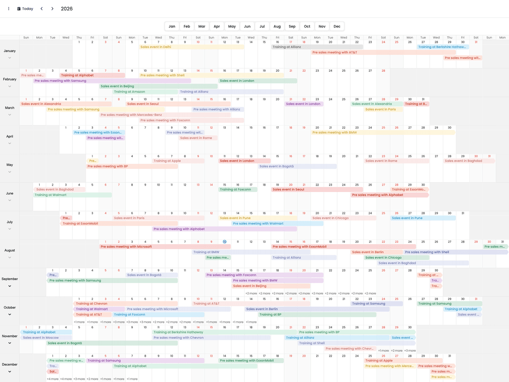 Year planner view