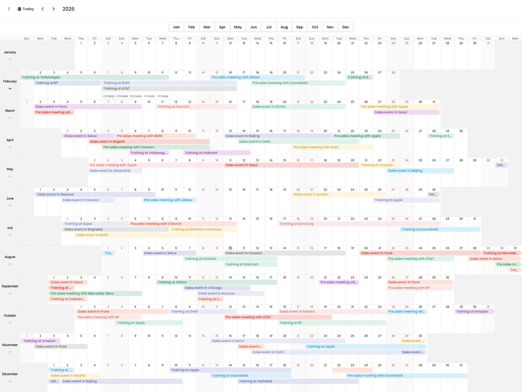 Year planner view