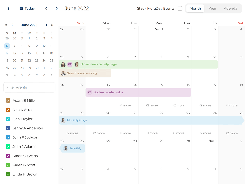Rendering resource avatars in the event bars