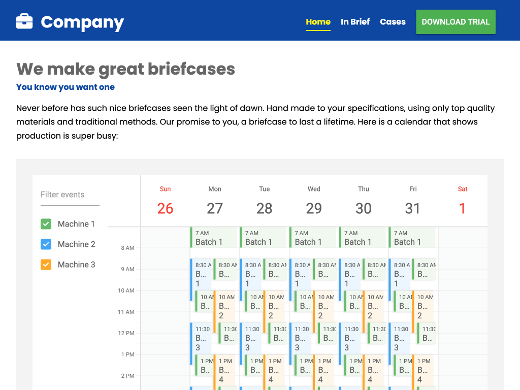 Script tag demo - This example shows how to include and use the calendar bundle using an ordinary script tag.