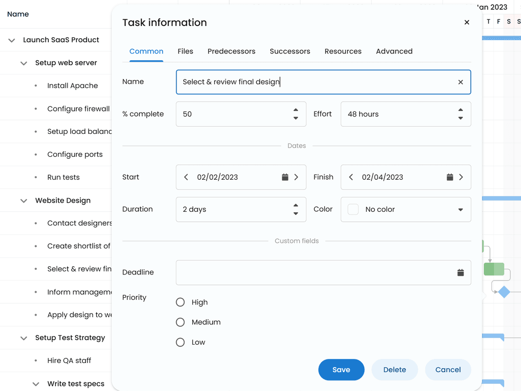 Task editor customization