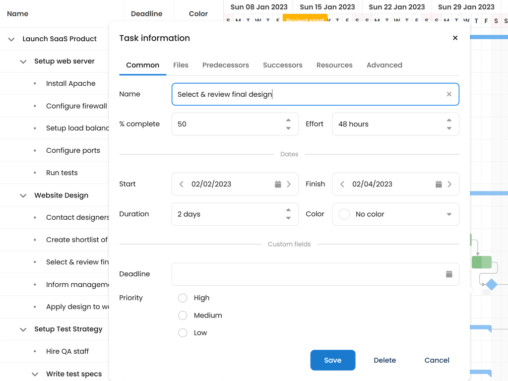 Task editor customization