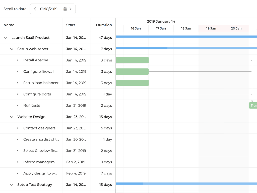 Infinite timeline scrolling