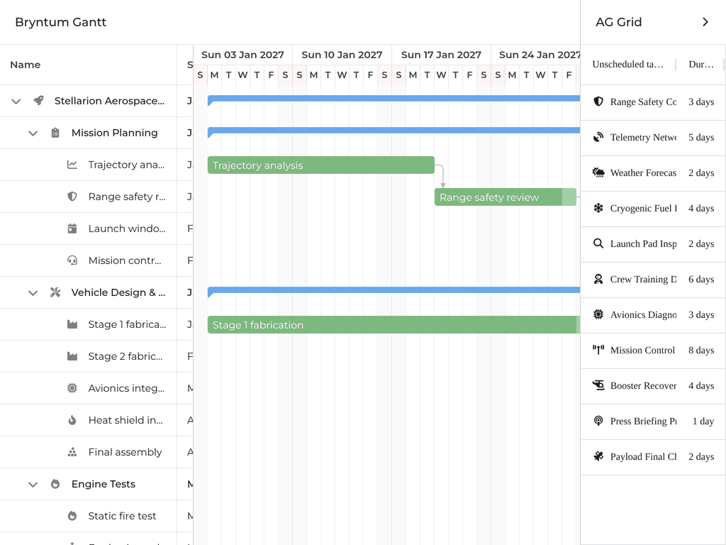 Drag tasks from AG Grid