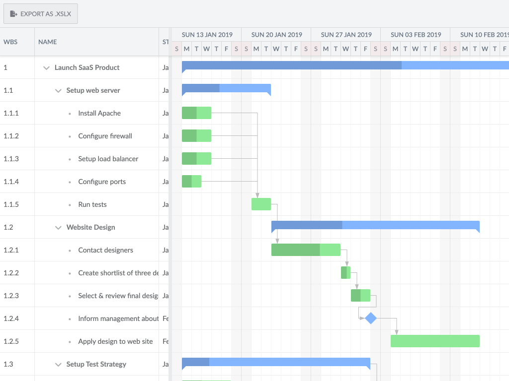 Export Gantt to Excel - This demo shows a custom solution of exporting Scheduler data to Excel without involving the server based on a third party library called write-excel-file (https://www.npmjs.com/package/write-excel-file)