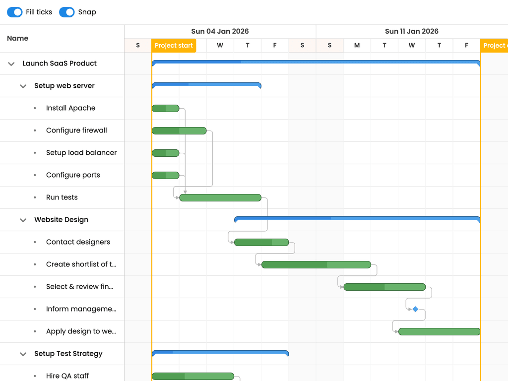 Stretch tasks to fill ticks