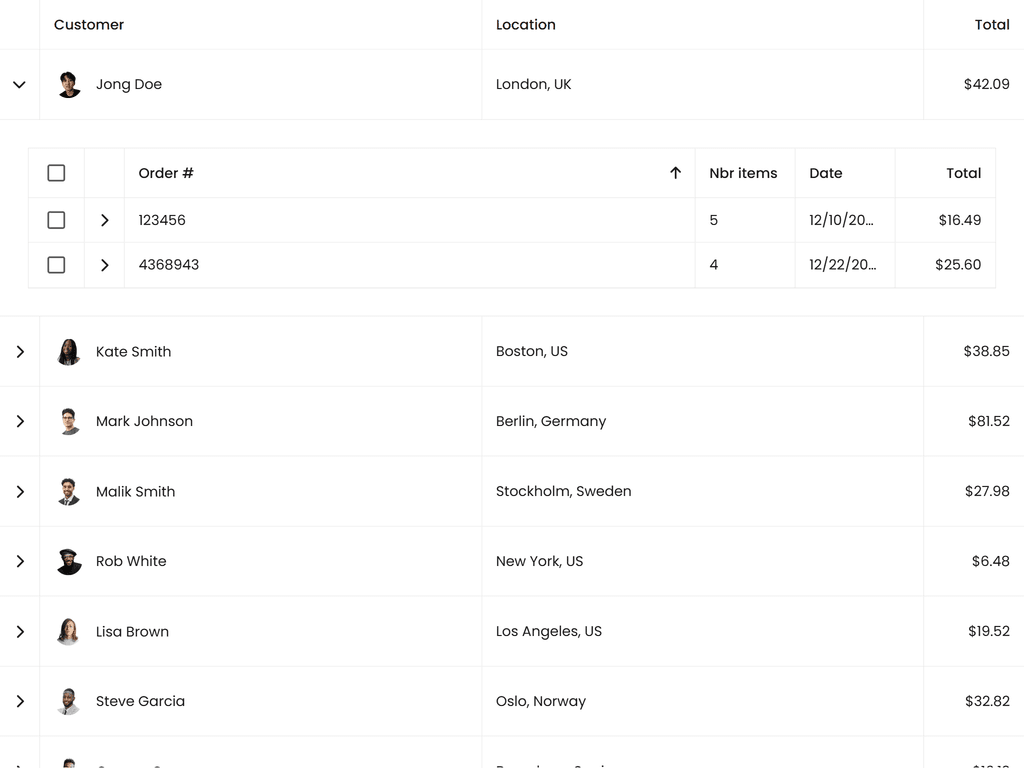 Master detail (grid-in-grid)