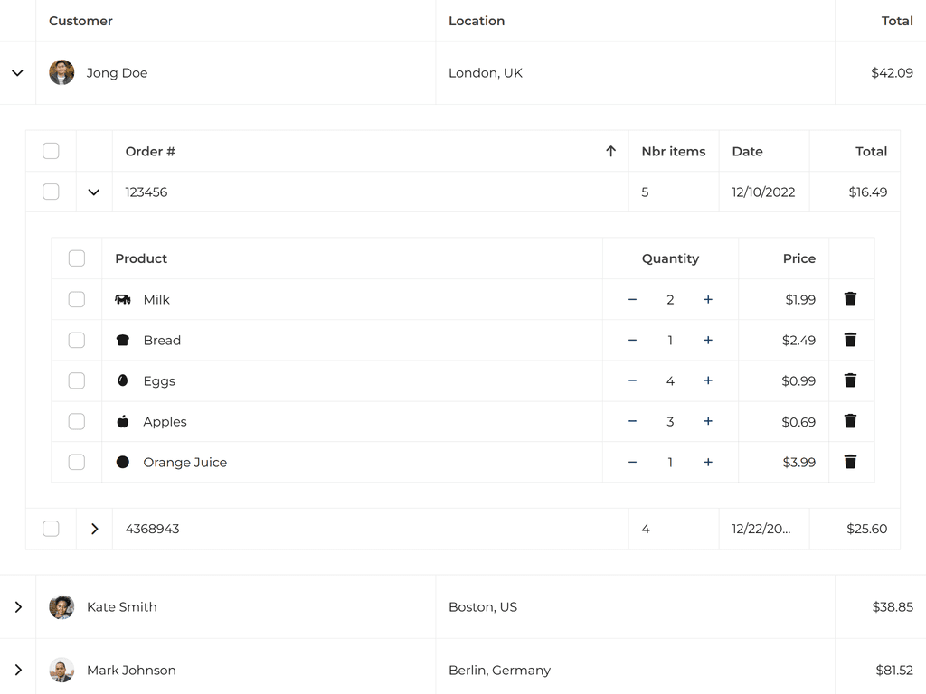Master detail (grid-in-grid)