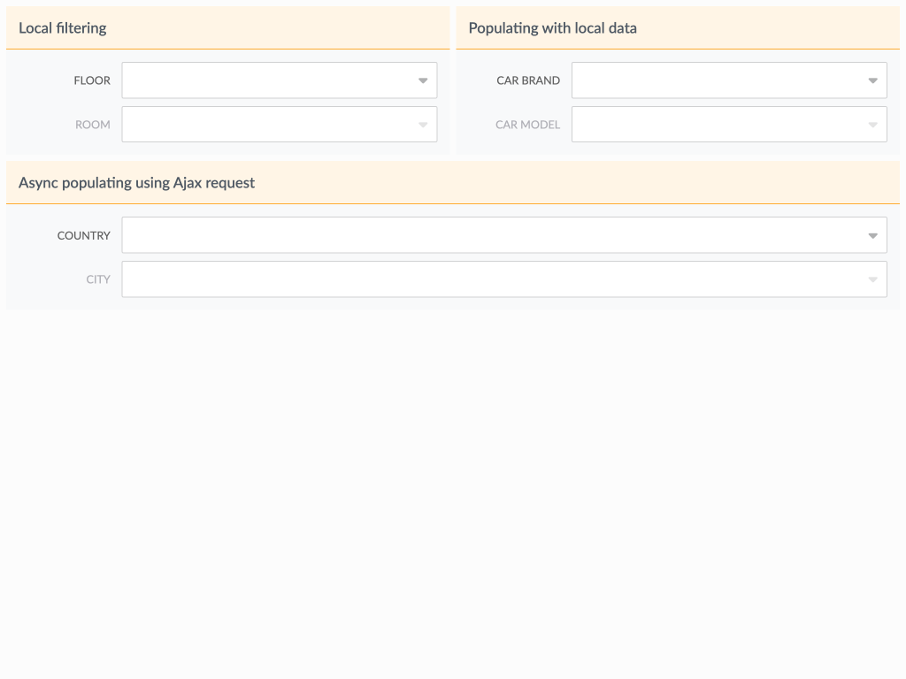 Cascading combos demo - This example shows how to setup combos to be dependent one on the other