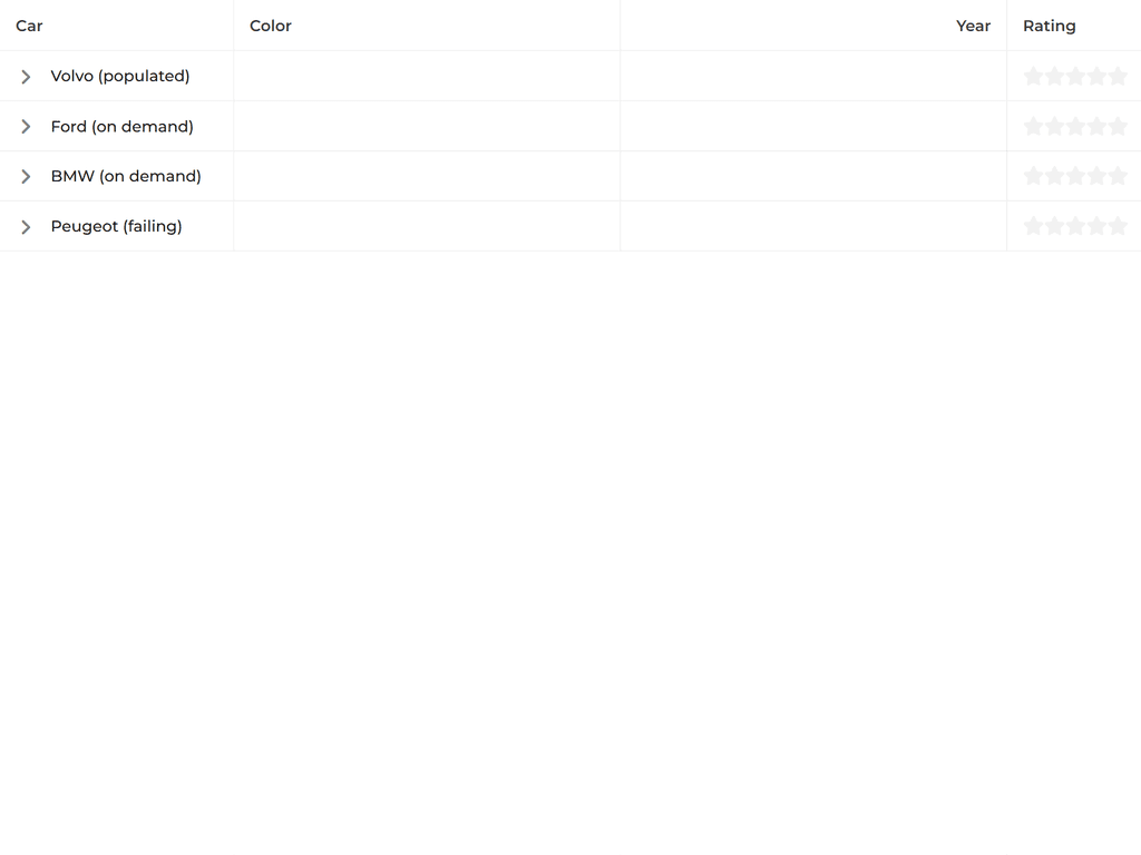 Tree with load on demand