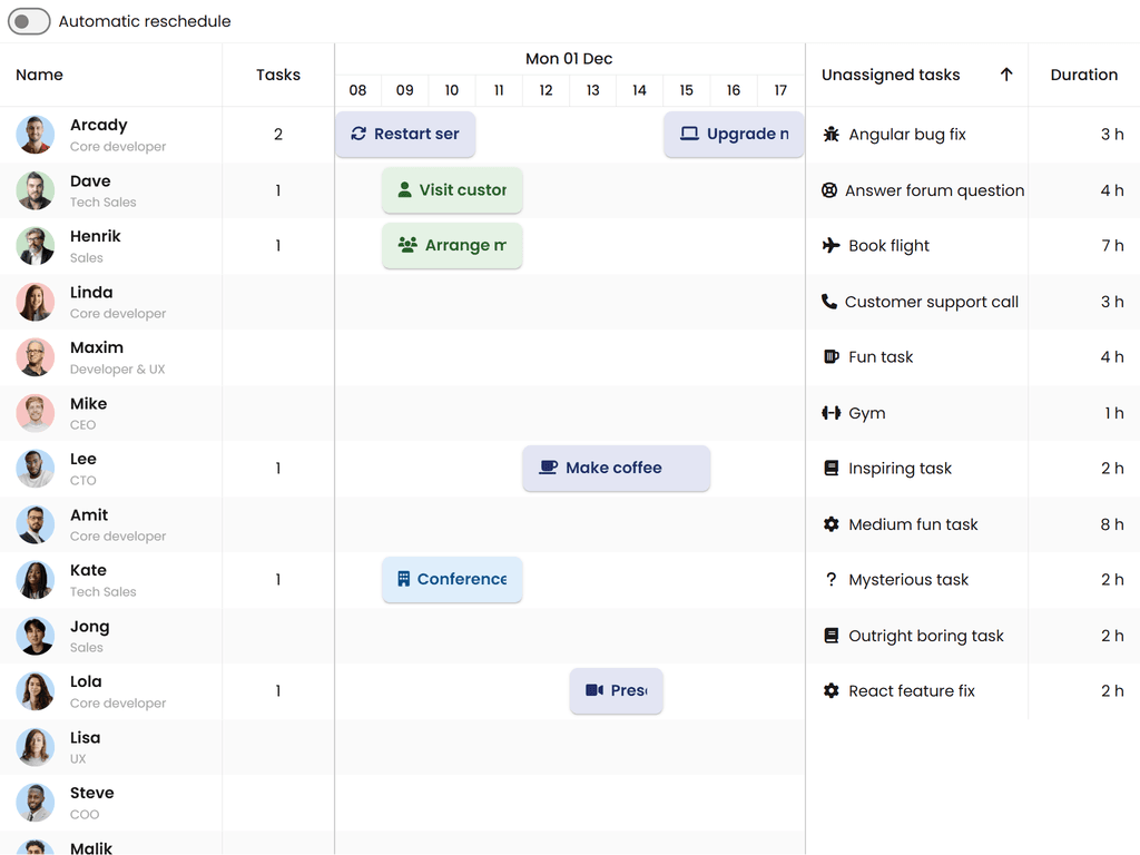 Drag tasks from grid