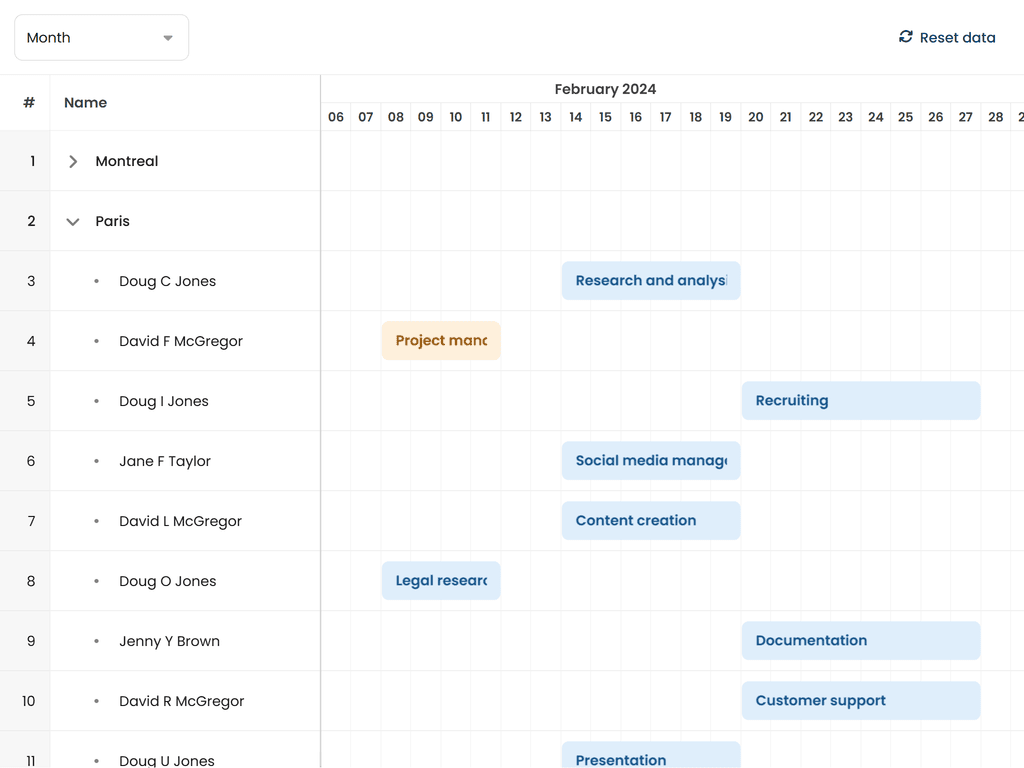 Infinite scroll tree