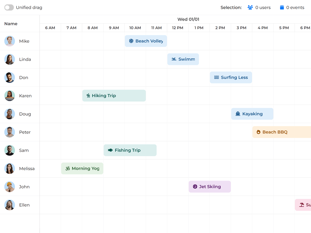 Drag drop selection mode