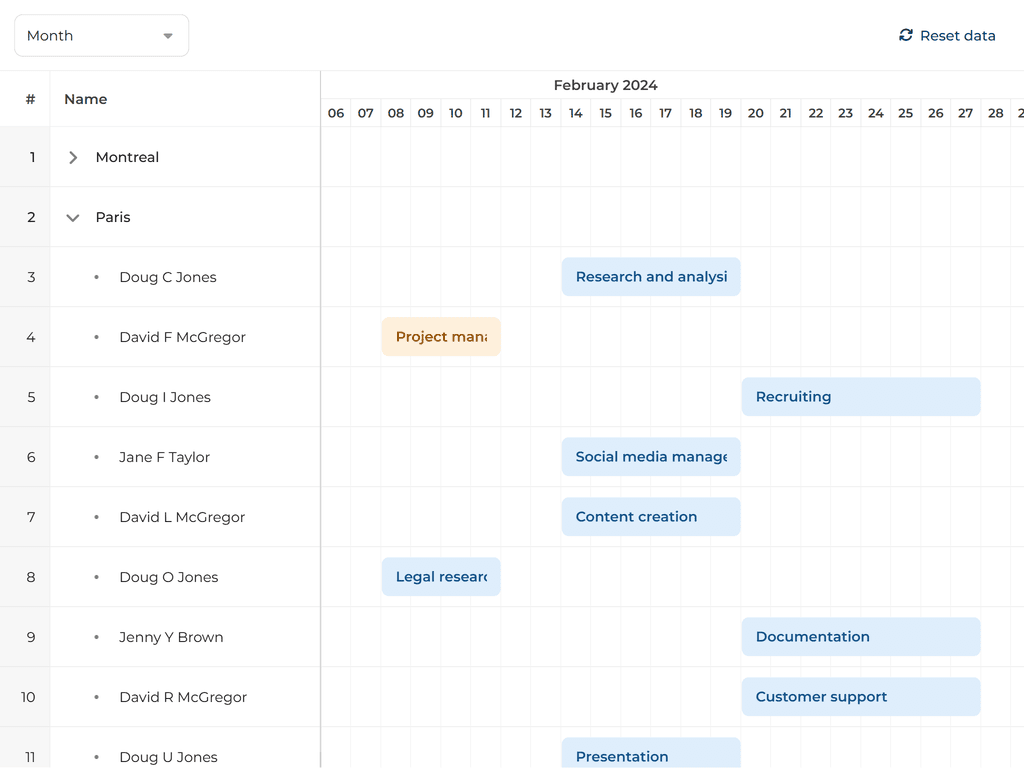 Infinite scroll tree