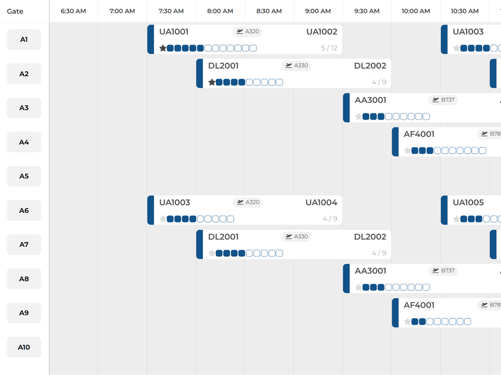 Custom rendering for airport scheduling