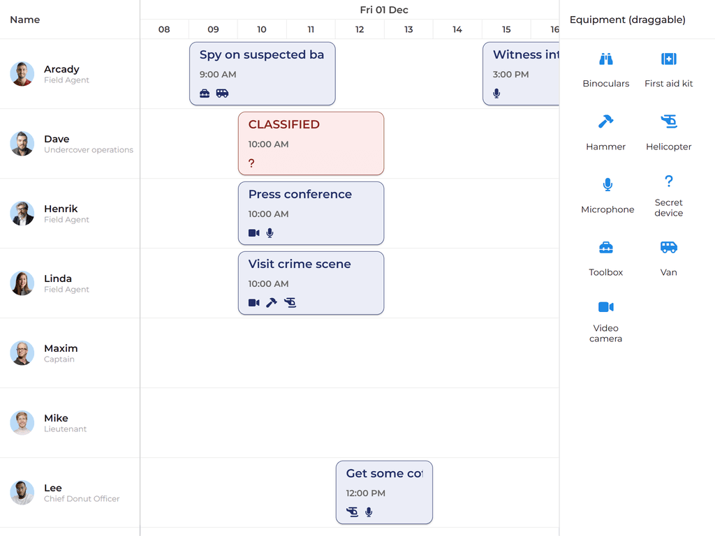 Drag drop objects from a list