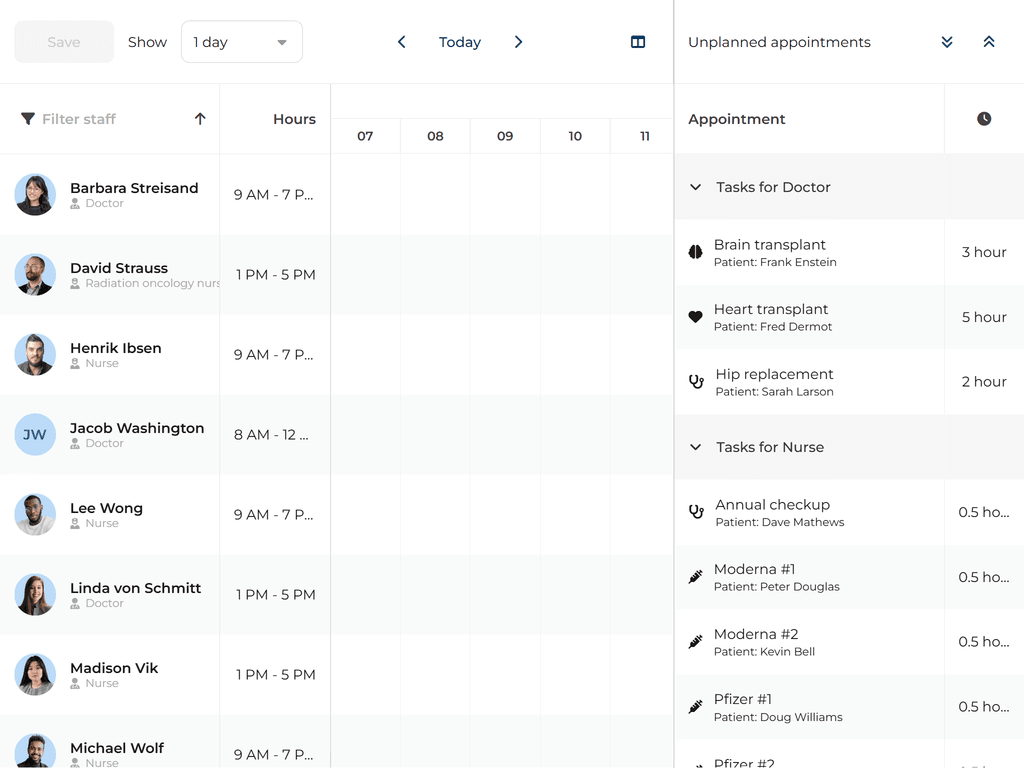Drag unplanned tasks from a grid