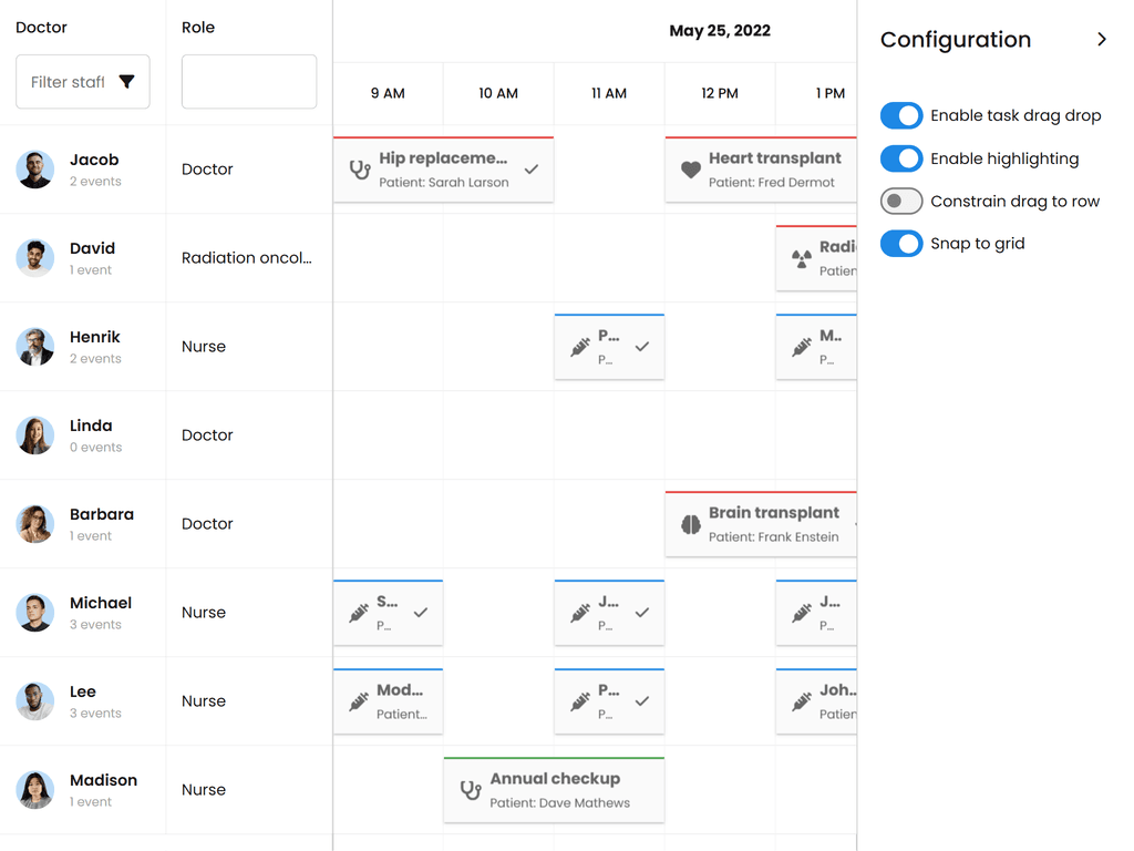 Highlight task calendars