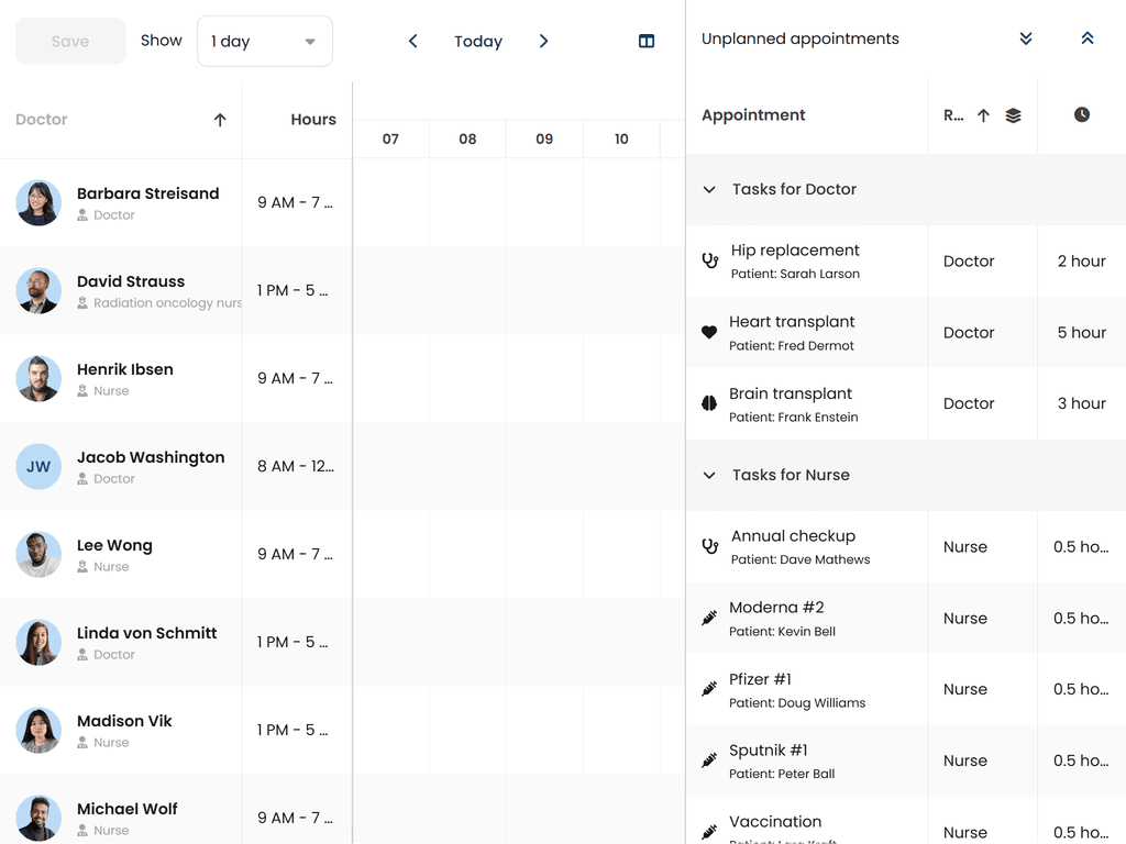 Drag unplanned tasks