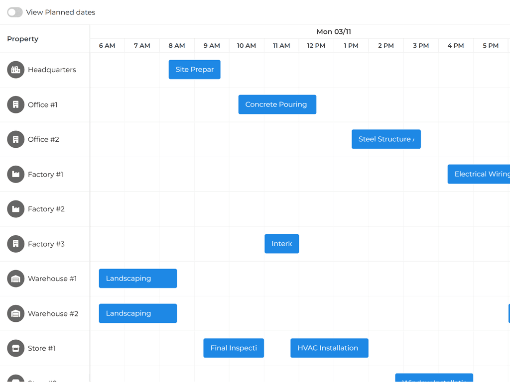 Planned vs Actual demo