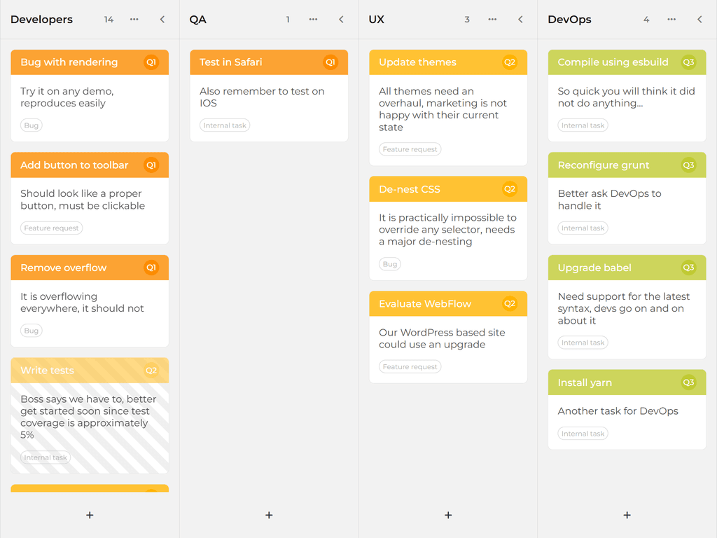 Customized column header menu