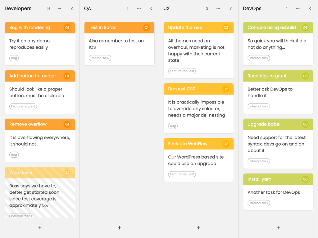 Customized column header menu