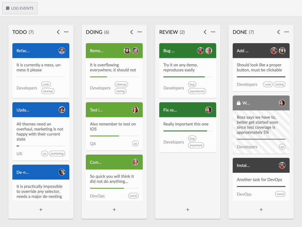 Simple task edit demo - This example shows how to use inline editing in task cards