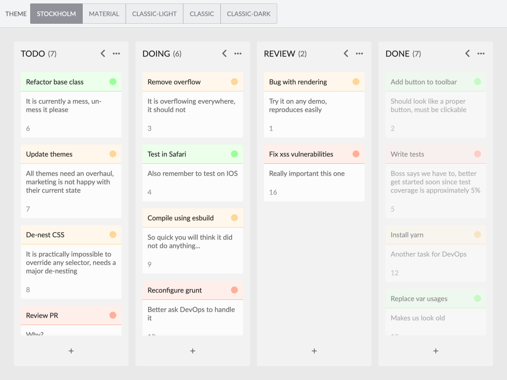 Themes demo - This demo lets you switch between the different themes.