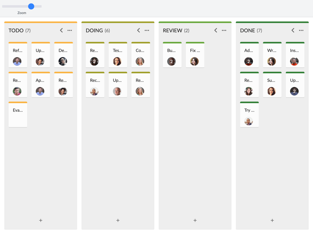 Zooming demo - This example shows how emulate zooming by changing number of cards per row.