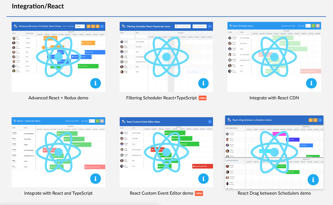 React Integration demos