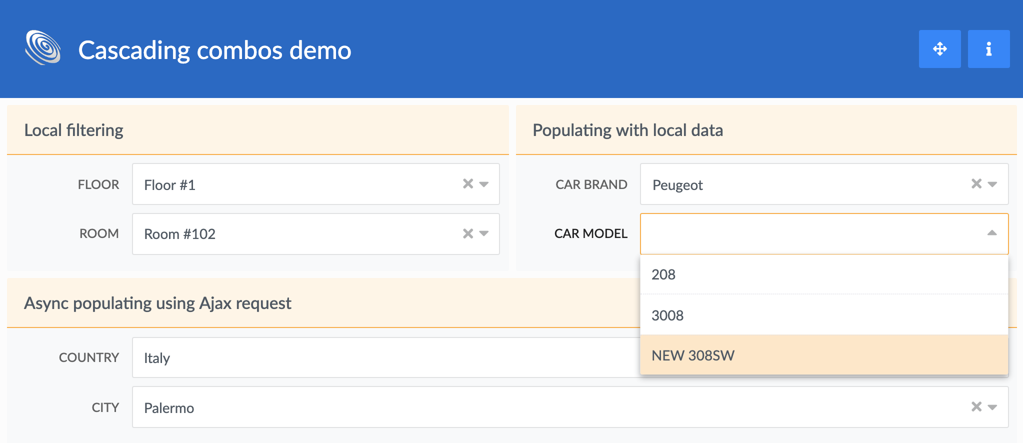 Demo with cascading combos