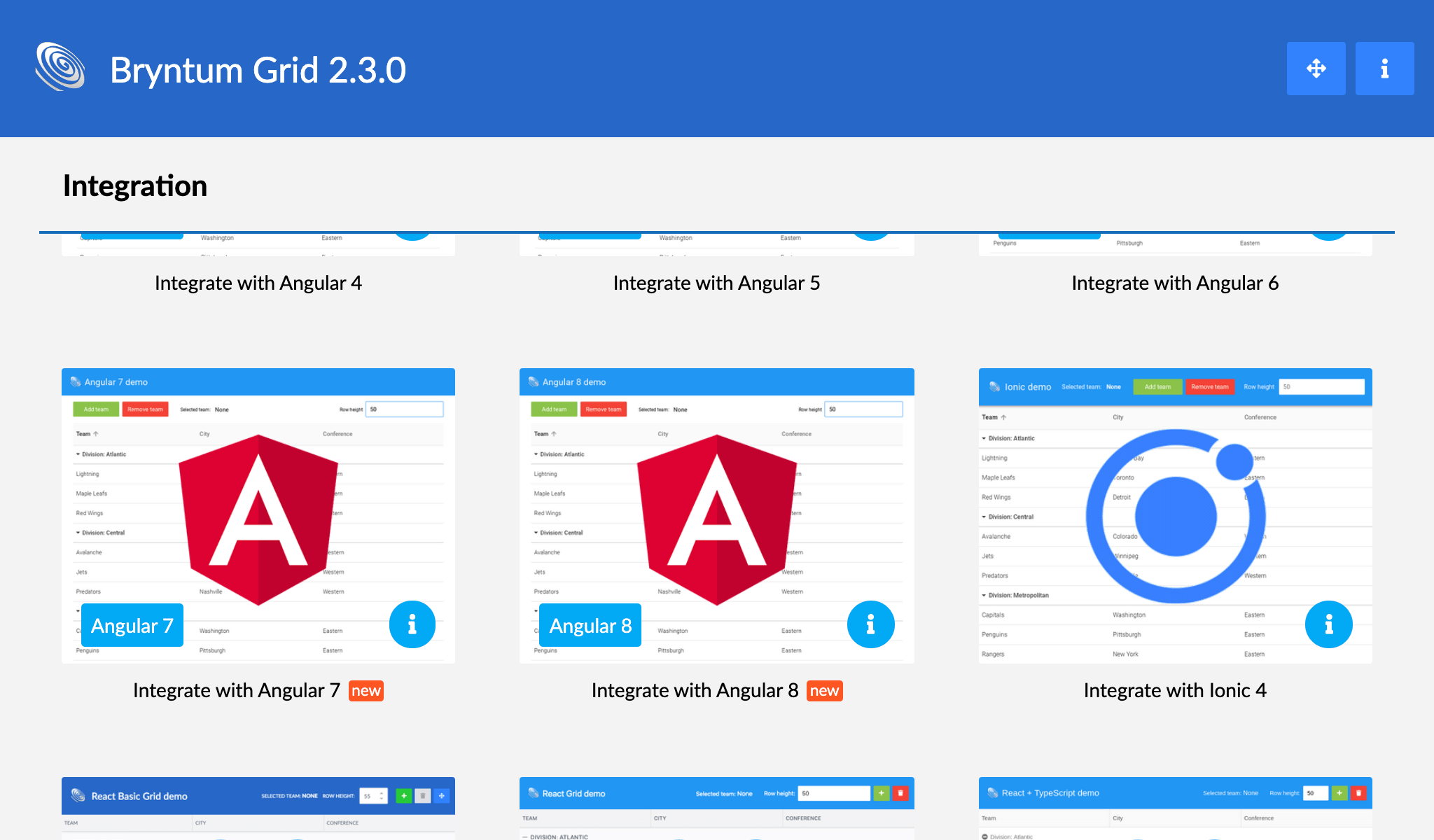 New Angular 7 & 8 demos