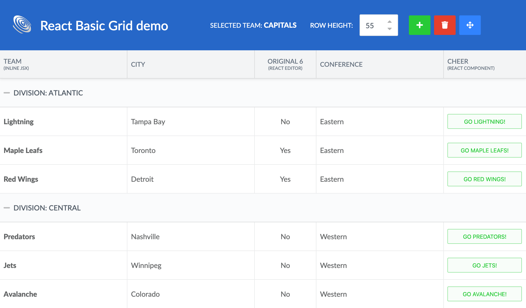 React demo updated to use JSX in renderers