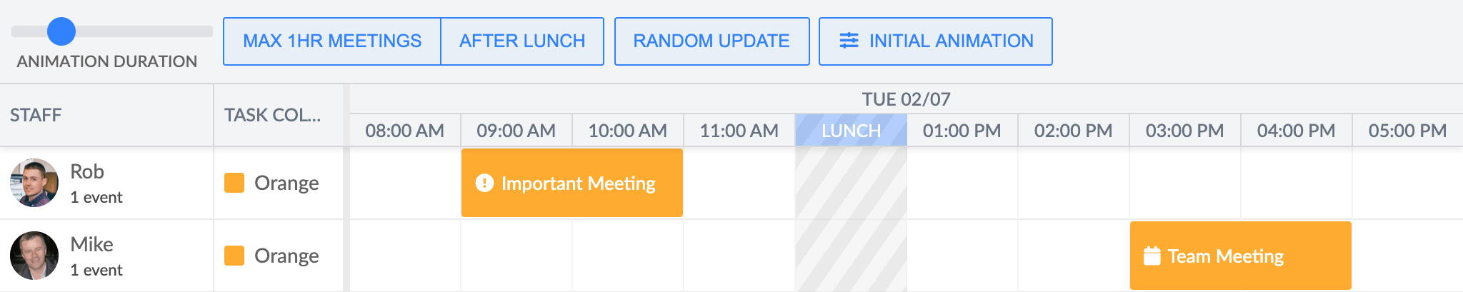 Scheduler with top toolbar