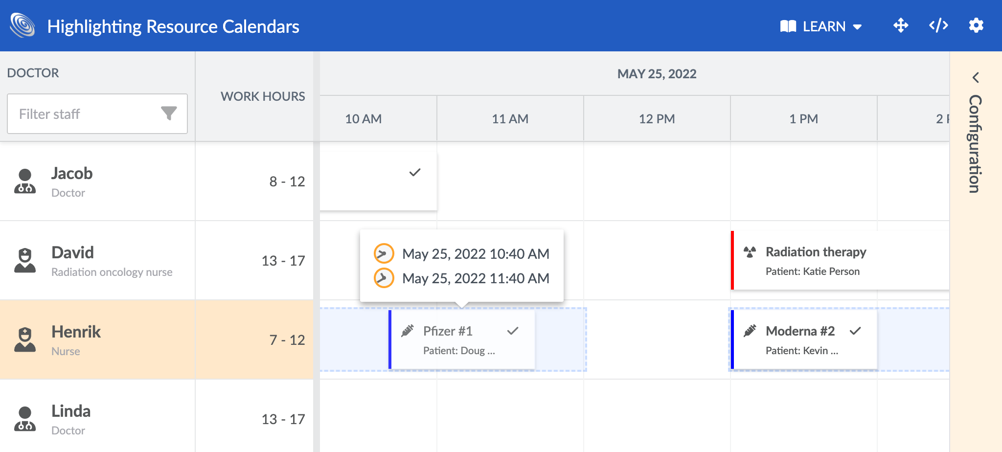 Highlight resource calendars